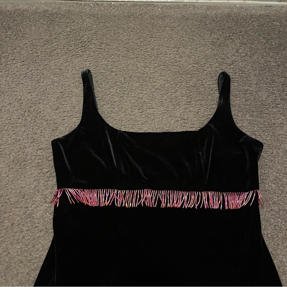 Y2K Betsey Johnson Velvet Beaded Midi Dress - Picture 6 of 7